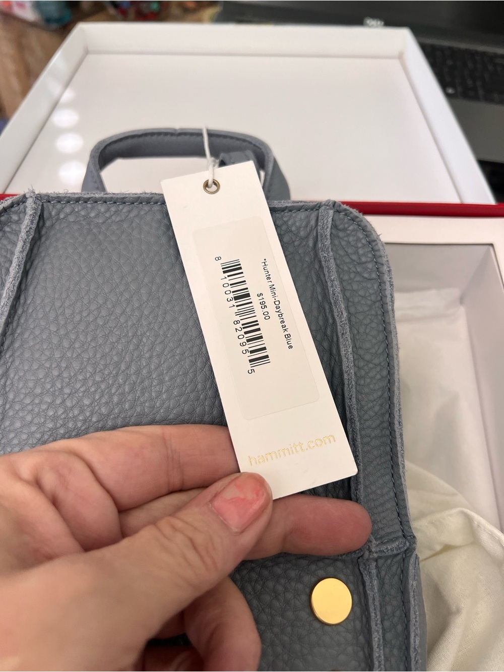 🔥 NWT Hammitt Hunter Mini Leather Backpack Daybreak Blue Gold Studs Boxed - Picture 2 of 5